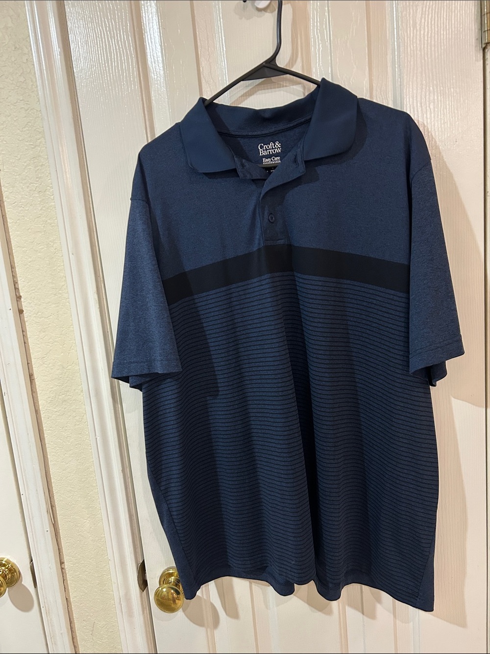 croft & barrow Men's Dark Navy Polo with Black Stripe performance shirt